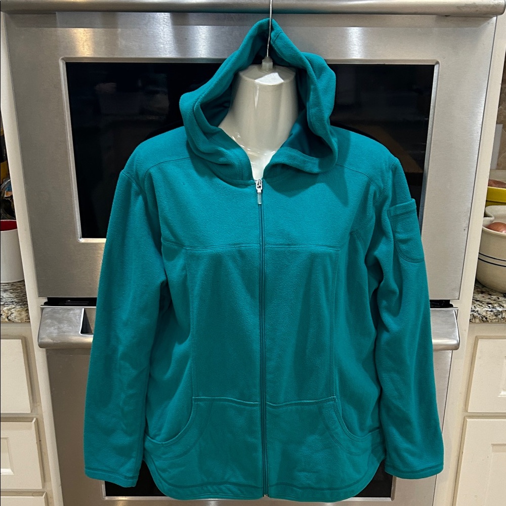 Teal Women's Hooded Zipper Jacket